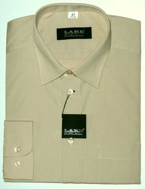 Jednobarevné košile - DLOUHÝ rukáv - COMFORT FIT-BARVA 118 - SVĚTLE BÉŽOVÁ
