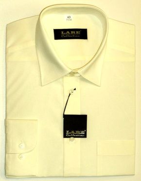 Jednobarevné košile - DLOUHÝ rukáv - COMFORT FIT-BARVA  A19 - KRÉMOVÁ