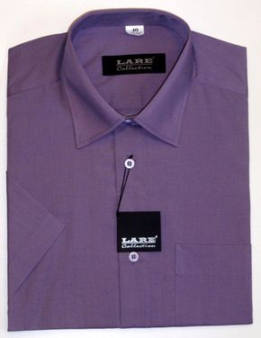 Jednobarevné košile - KRÁTKÝ rukáv - COMFORT FIT-BARVA 84 - SVĚTLE FIALOVÁ