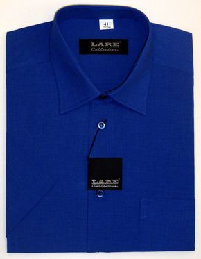 Jednobarevné košile - KRÁTKÝ rukáv - COMFORT FIT-BARVA  A10 - TMAVĚ MODRÁ