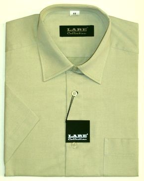 Jednobarevné košile - KRÁTKÝ rukáv - COMFORT FIT-BARVA A26163 - ŠEDÁ