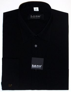 Jednobarevné košile - DLOUHÝ rukáv - COMFORT FIT-BARVA ČERNÁ - DVOJÍ ZAPÍNÁNÍ