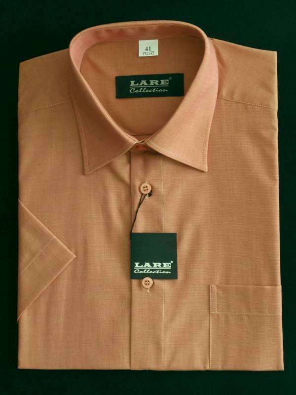 Jednobarevné košile - KRÁTKÝ rukáv - COMFORT FIT-BARVA  A11 - SVĚTLE CIHLOVÁ