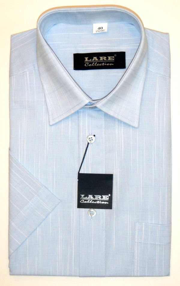 Jednobarevné košile - KRÁTKÝ rukáv - SLIM FIT a REGULAR FIT-STREET S4 - SVĚTLE MODRÁ