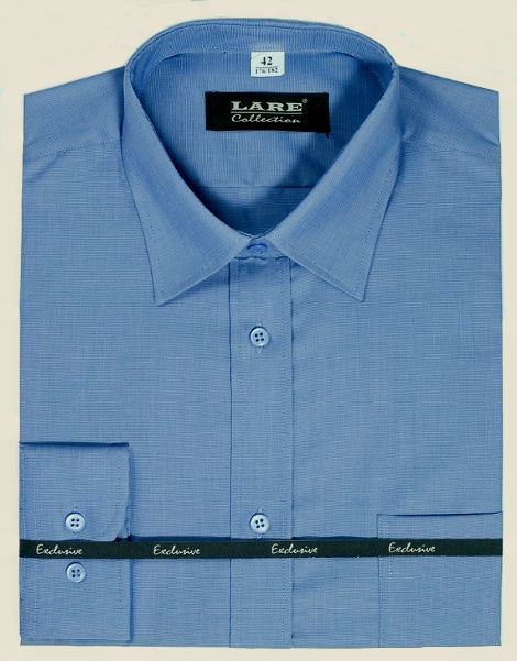 Jednobarevné pánské košile  BAVLNĚNÉ s DLOUHÝM rukávem-GALLANT G2 - MODRÁ