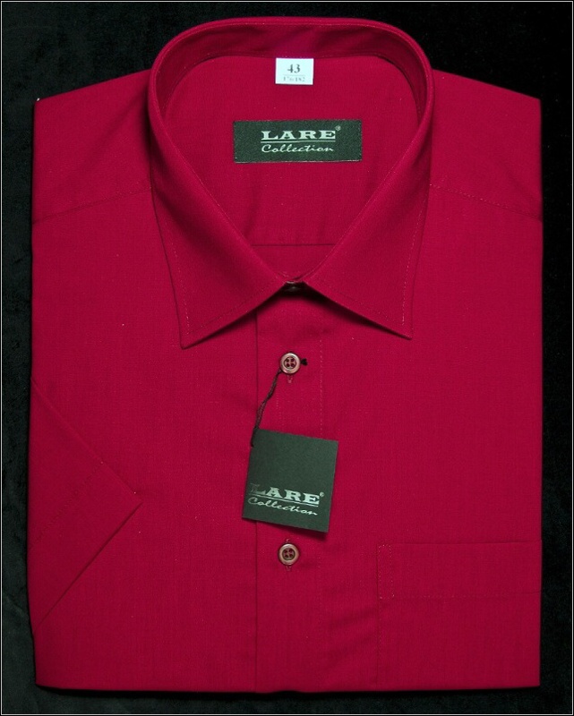 Jednobarevné košile - KRÁTKÝ rukáv - COMFORT FIT BARVA  22 - VÍNOVÁ