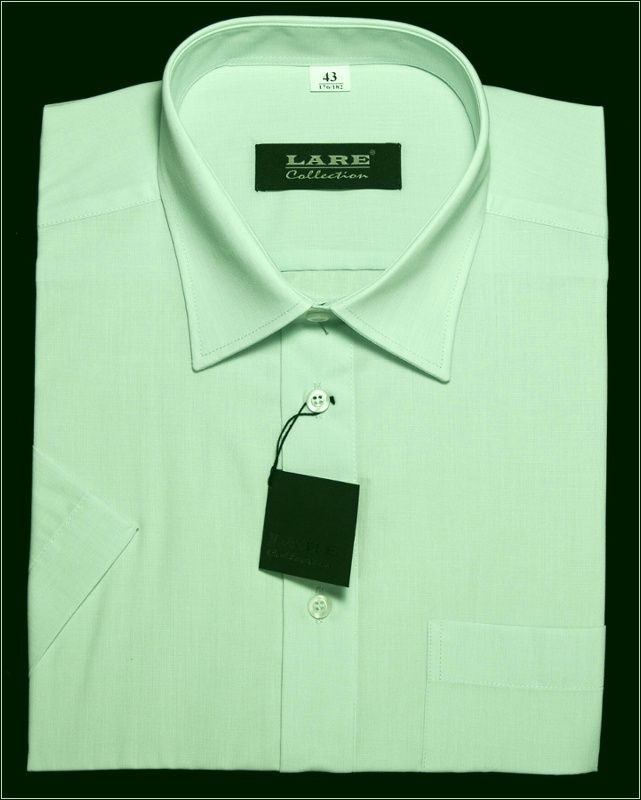 Jednobarevné košile - KRÁTKÝ rukáv - COMFORT FIT BARVA  A24 - SVĚTLE TYRKYSOVÁ