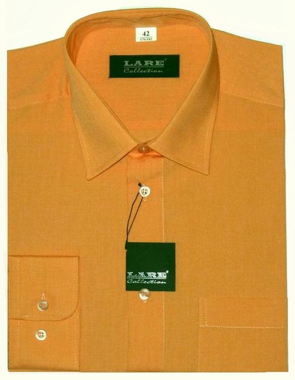 Jednobarevné košile - DLOUHÝ rukáv - COMFORT FIT-BARVA 68 - SVĚTLE ORANŽOVÁ