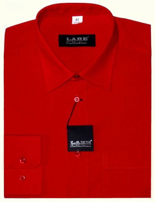 Jednobarevné košile - DLOUHÝ rukáv - COMFORT FIT-BARVA  23 - JASNĚ ČERVENÁ