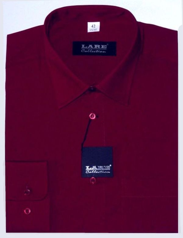 Jednobarevné košile - DLOUHÝ rukáv - COMFORT FIT-BARVA  22 - VÍNOVÁ