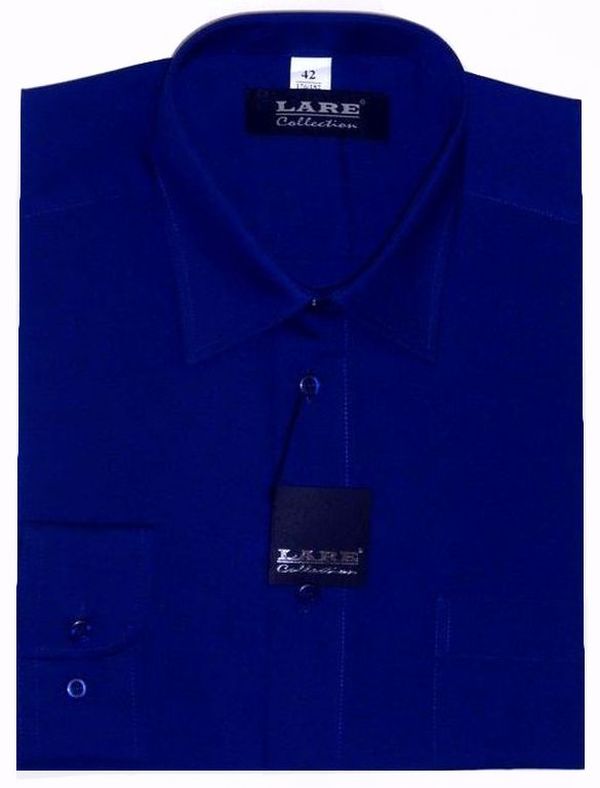 Jednobarevné košile - DLOUHÝ rukáv - COMFORT FIT-BARVA 137 - TMAVĚ MODRÁ