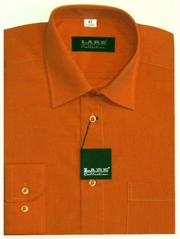 Jednobarevné košile - DLOUHÝ rukáv - COMFORT FIT-BARVA  A14 - ORANŽOVÁ