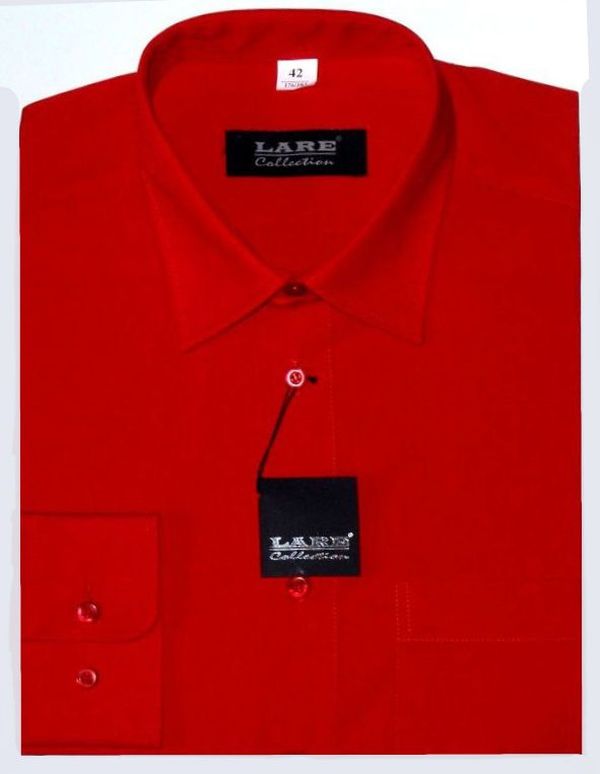 Jednobarevné košile - DLOUHÝ rukáv - COMFORT FIT-BARVA 140 - ČERVENÁ
