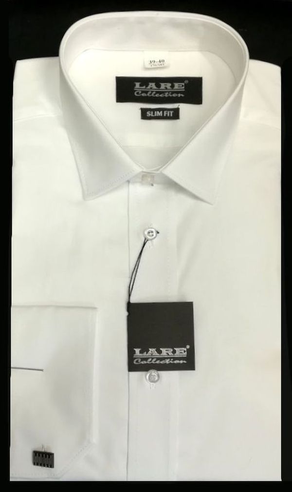 Jednobarevné košile - DLOUHÝ rukáv - SLIM FIT a REGULAR FIT-LUXOR LX1 - BÍLÁ