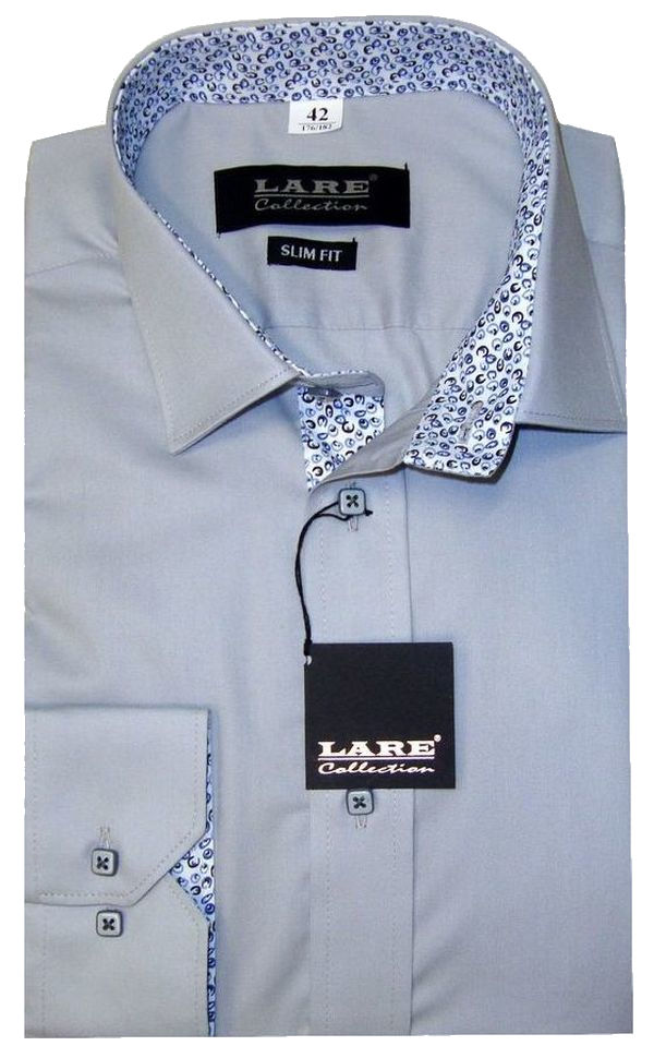 Jednobarevné košile - DLOUHÝ rukáv - SLIM FIT a REGULAR FIT-THOMAS T201 - SVĚTLE ŠEDÁ